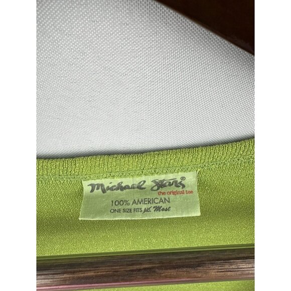 Women’s Michael Stars One Size Green Faux Wrap Short Sleeve Shirt - Picture 4 of 5